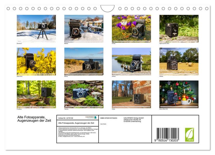 Produktbild: Alte Fotoapparate, Augenzeugen der Zeit (Wandkalender 2026 DIN A4 quer), CALVENDO Monatskalender