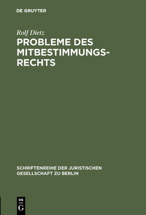 Produktbild: Probleme des Mitbestimmungsrechts
