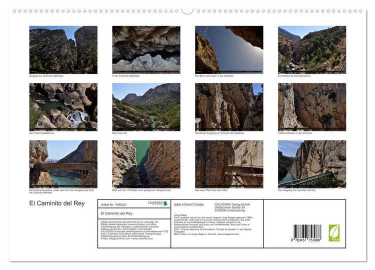 Produktbild: El Caminito del Rey (hochwertiger Premium Wandkalender 2026 DIN A2 quer), Kunstdruck in Hochglanz
