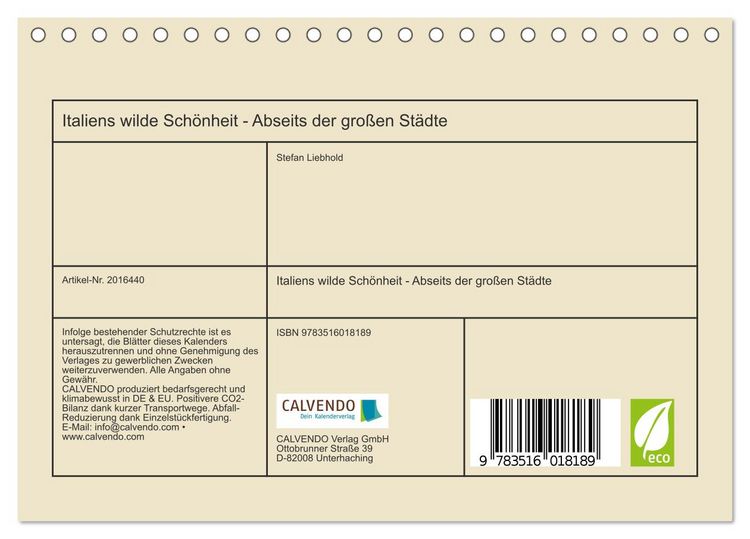 Produktbild: Italiens wilde Sch&ouml;nheit - Abseits der gro&szlig;en St&auml;dte (Tischkalender 2026 DIN A5 quer), CALVENDO Monatskalender