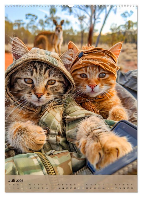 Produktbild: Katzen auf Abenteuerreise - Globetrotter-Katzen entdecke ferne Kulturen (Wandkalender 2026 DIN A2 hoch), CALVENDO Monatskalender
