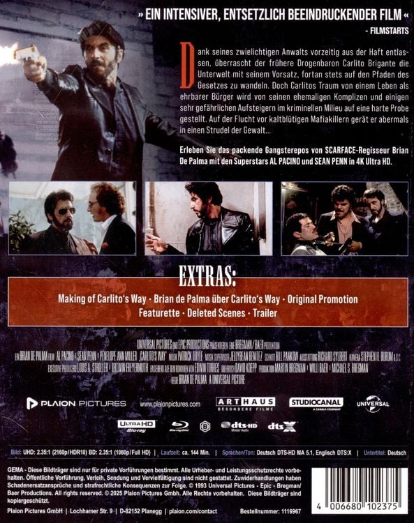 Produktbild: Carlito's Way (4K Ultra HD) (+ Blu-ray)