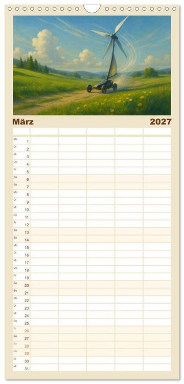 Produktbild: Familienplaner 2027 - Wind bewegt die Welt mit 5 Spalten (Wandkalender, 21 x 45 cm) CALVENDO