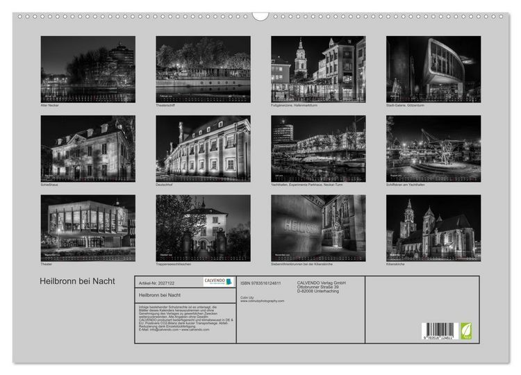 Produktbild: Heilbronn bei Nacht (Wandkalender 2026 DIN A2 quer), CALVENDO Monatskalender