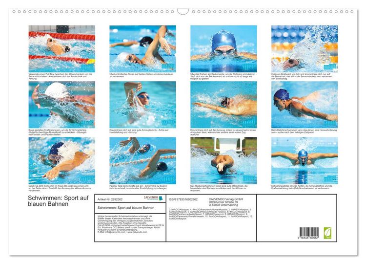 Produktbild: Schwimmen: Sport auf blauen Bahnen (Wandkalender 2027 DIN A2 quer), CALVENDO Monatskalender