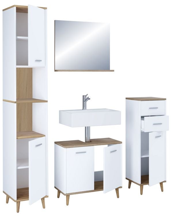 Produktbild: 4-tlg. Komplett Badm&ouml;bel Badschrank Set Landos l