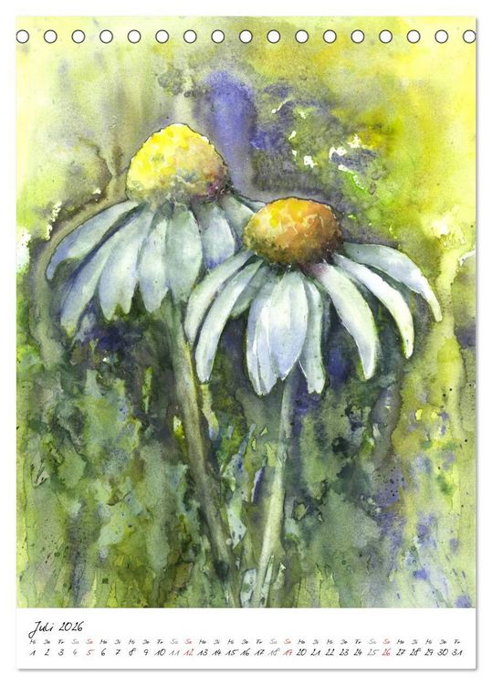 Produktbild: Bl&uuml;tenaquarelle (Tischkalender 2026 DIN A5 hoch), CALVENDO Monatskalender