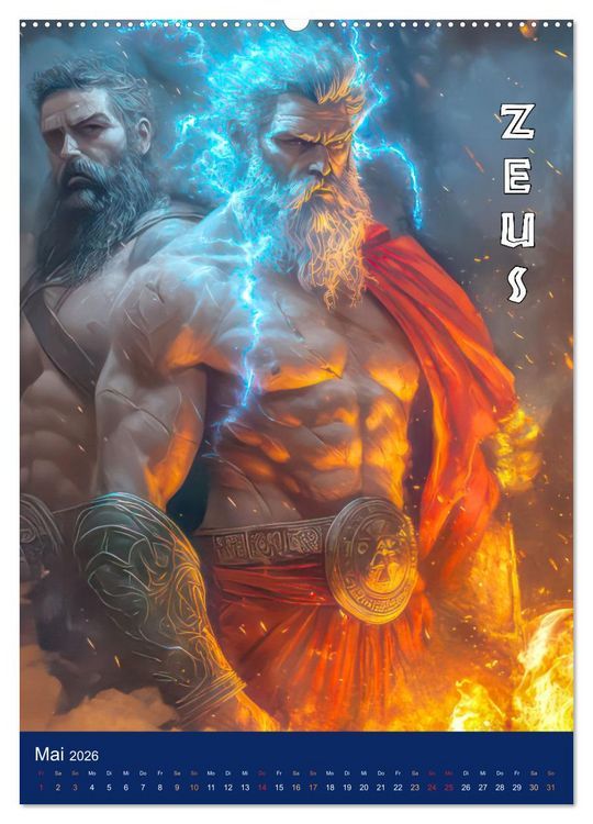 Produktbild: Zeus - Umringt von griechischen G&ouml;ttern (hochwertiger Premium Wandkalender 2026 DIN A2 hoch), Kunstdruck in Hochglanz