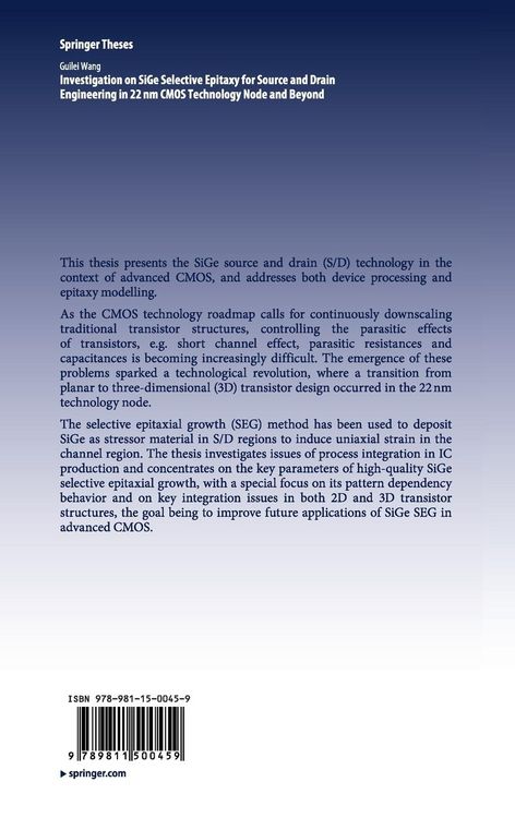 Produktbild: Investigation on SiGe Selective Epitaxy for Source and Drain Engineering in 22 nm CMOS Technology Node and Beyond