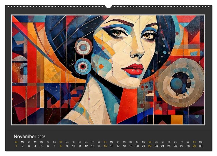 Produktbild: Frauenportr&auml;ts mit dekonstruktivem Ansatz (hochwertiger Premium Wandkalender 2026 DIN A2 quer), Kunstdruck in Hochglanz