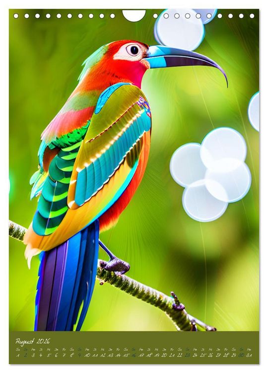 Produktbild: Exotische V&ouml;gel. Zauberhafte Vogelvielfalt mit KI (Wandkalender 2026 DIN A4 hoch), CALVENDO Monatskalender