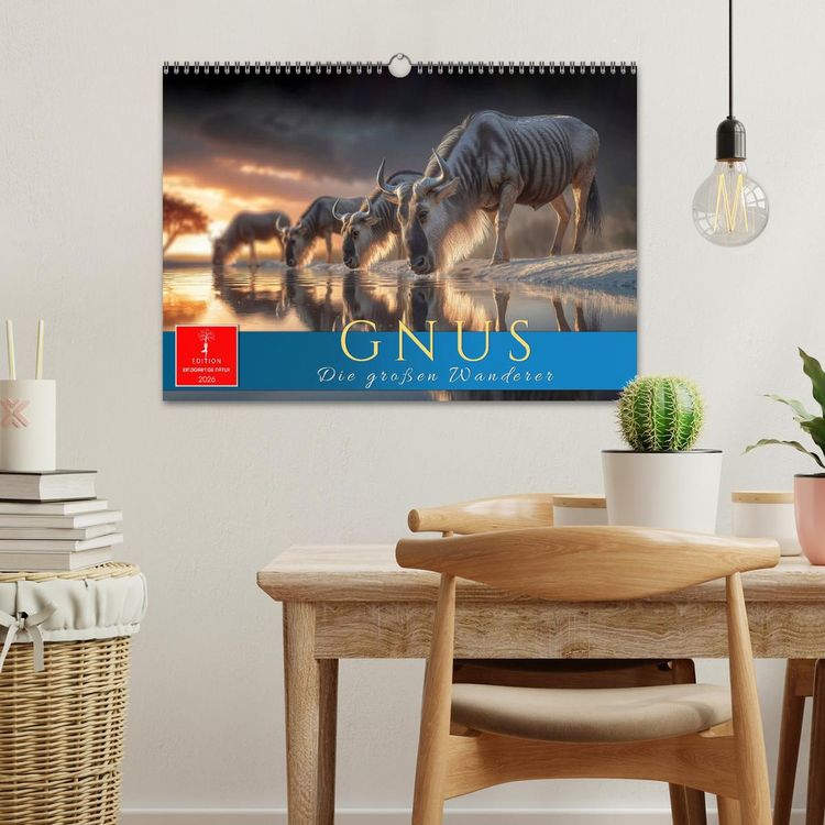 Produktbild: Gnus - die gro&szlig;en Wanderer (Wandkalender 2026 DIN A3 quer), CALVENDO Monatskalender