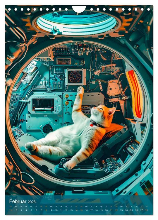 Produktbild: Katzen im All - Katzenastronauten im Kosmos (Wandkalender 2026 DIN A4 hoch), CALVENDO Monatskalender