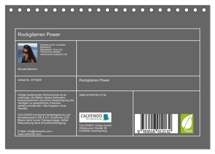Produktbild: Rockgitarren Power (Tischkalender 2026 DIN A5 quer), CALVENDO Monatskalender
