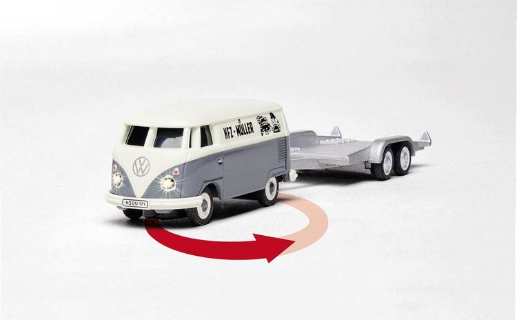 Produktbild: Carson Modellsport 500504166 VW T1 Bus Kastenwagen mit Autoanh&auml;nger 1:87 RC Modellauto Elektro Bus inkl. Akku, Ladeger&auml;t und Senderbatterien