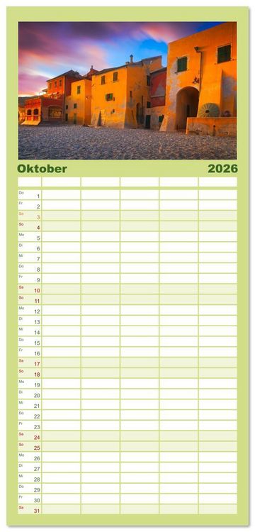 Produktbild: Familienplaner 2026 - Varigotti - K&uuml;stensch&ouml;nheit Liguriens mit 5 Spalten (Wandkalender, 21 x 45 cm) CALVENDO
