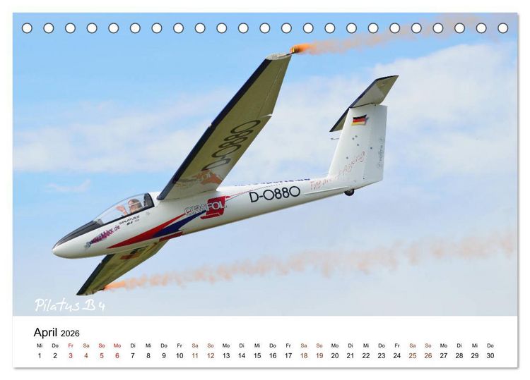 Produktbild: Faszination Kunst- und Segelflug (Tischkalender 2026 DIN A5 quer), CALVENDO Monatskalender