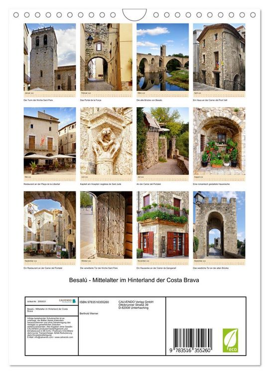 Produktbild: Besal&uacute; - Mittelalter im Hinterland der Costa Brava (Wandkalender 2026 DIN A4 hoch), CALVENDO Monatskalender