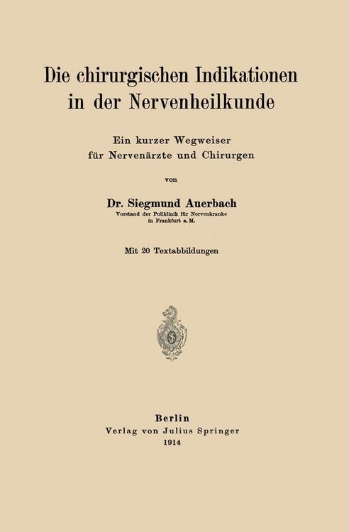 Produktbild: Die chirurgischen Indikationen in der Nervenheilkunde
