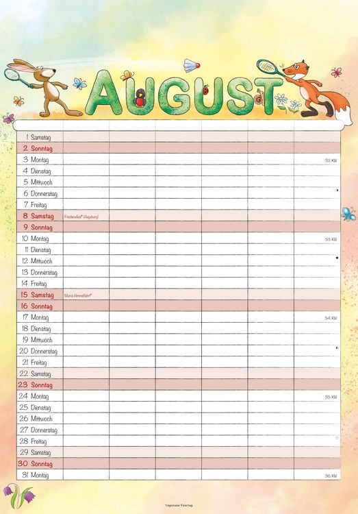 Produktbild: Familienplaner Cartoon 2026- Bildkalender 23,7x34 cm - 6 Spalten - Kalender mit Platz für Notizen - mit vielen Zusatzinformationen - Wandkalender