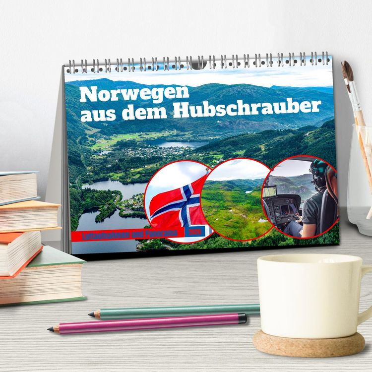 Produktbild: Norwegen aus dem Hubschrauber - Luftaufnahmen und Panorama (Tischkalender 2026 DIN A5 quer), CALVENDO Monatskalender