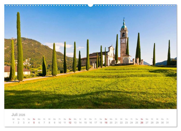 Produktbild: TESSIN Werner Dieterich (hochwertiger Premium Wandkalender 2026 DIN A2 quer), Kunstdruck in Hochglanz