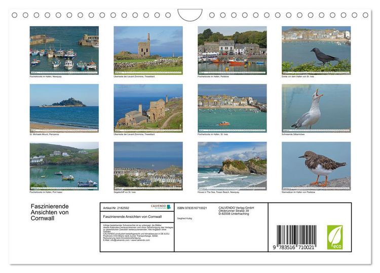 Produktbild: Faszinierende Ansichten von Cornwall (Wandkalender 2026 DIN A4 quer), CALVENDO Monatskalender