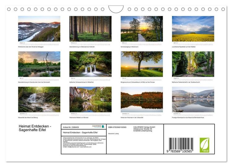 Produktbild: Heimat Entdecken - Sagenhafte Eifel (Wandkalender 2027 DIN A4 quer), CALVENDO Monatskalender