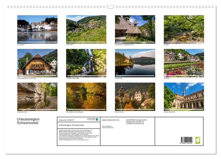Produktbild: Urlaubsregion Schwarzwald (Wandkalender 2026 DIN A2 quer), CALVENDO Monatskalender