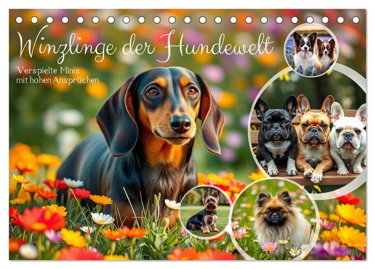 Produktbild: Winzlinge der Hundewelt (Tischkalender 2026 DIN A5 quer), CALVENDO Monatskalender