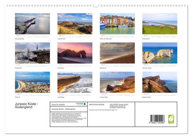Produktbild: Jurassic K&uuml;ste - S&uuml;dengland (hochwertiger Premium Wandkalender 2026 DIN A2 quer), Kunstdruck in Hochglanz