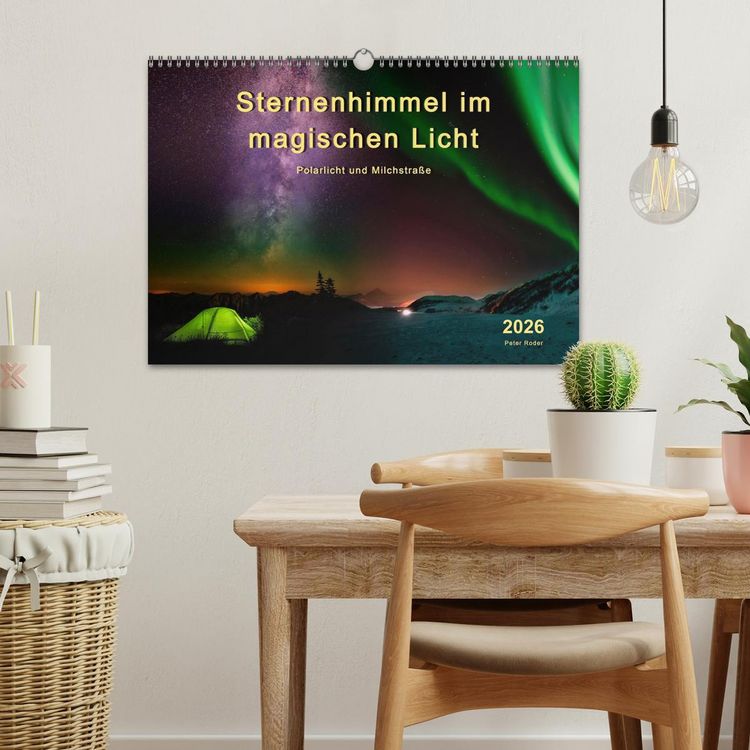 Produktbild: Sternenhimmel im magischen Licht - Polarlicht und Milchstra&szlig;e (Wandkalender 2026 DIN A3 quer), CALVENDO Monatskalender
