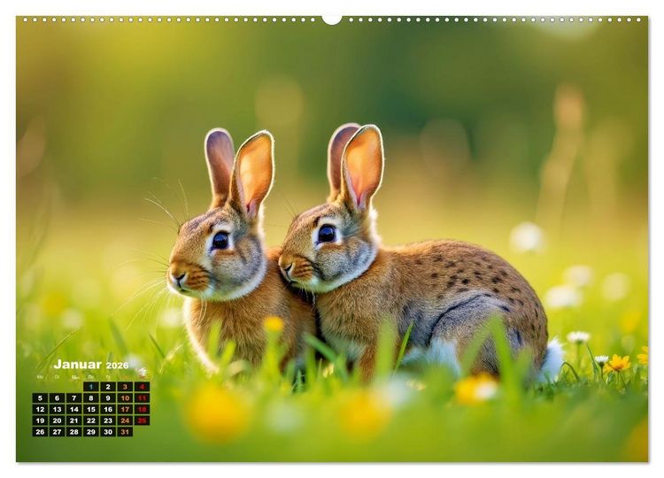 Produktbild: Kuschelige Kaninchen (Wandkalender 2026 DIN A2 quer), CALVENDO Monatskalender