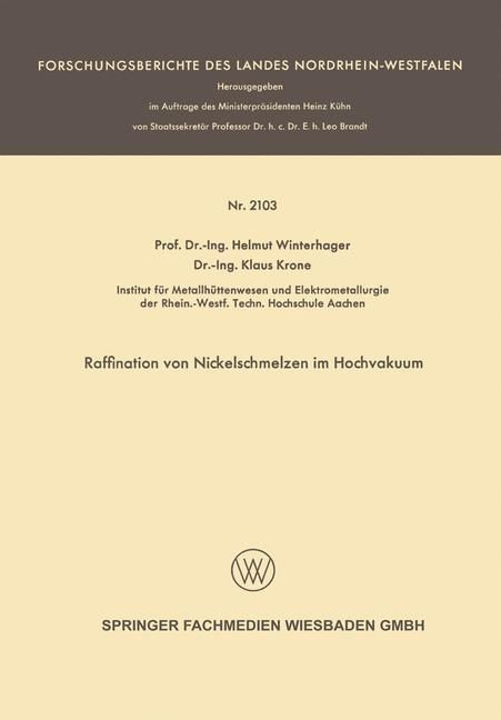 Produktbild: Raffination von Nickelschmelzen im Hochvakuum