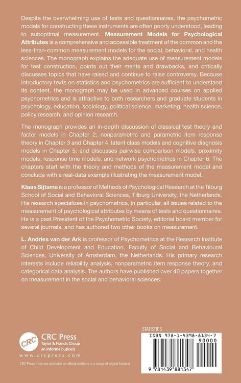 Produktbild: Measurement Models for Psychological Attributes