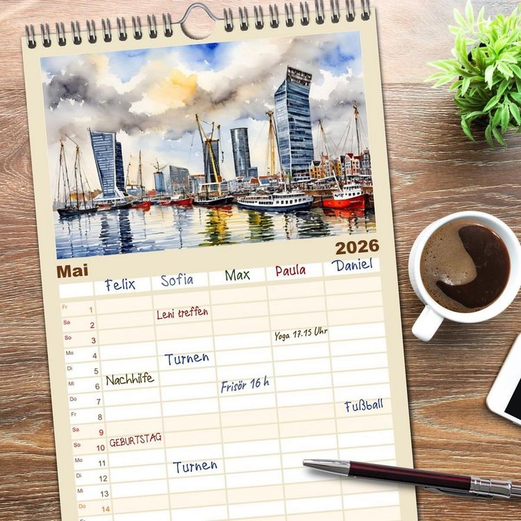 Produktbild: Familienplaner 2026 - Zauberhafte Niederlande mit 5 Spalten (Wandkalender, 21 x 45 cm) CALVENDO