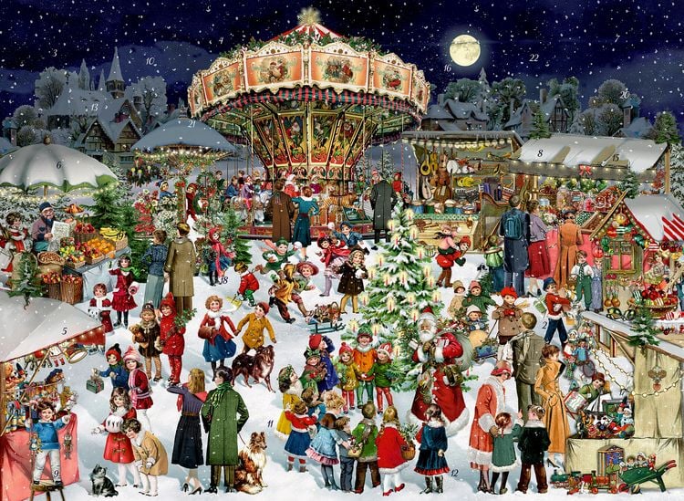 Produktbild: A3-Wand-Adventskalender &ndash; Nostalgischer Weihnachtsmarkt