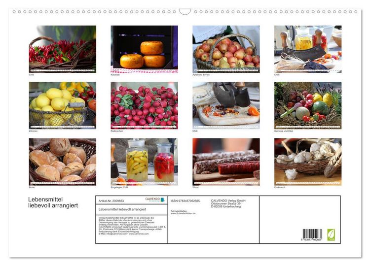 Produktbild: Lebensmittel liebevoll arrangiert (Wandkalender 2026 DIN A2 quer), CALVENDO Monatskalender