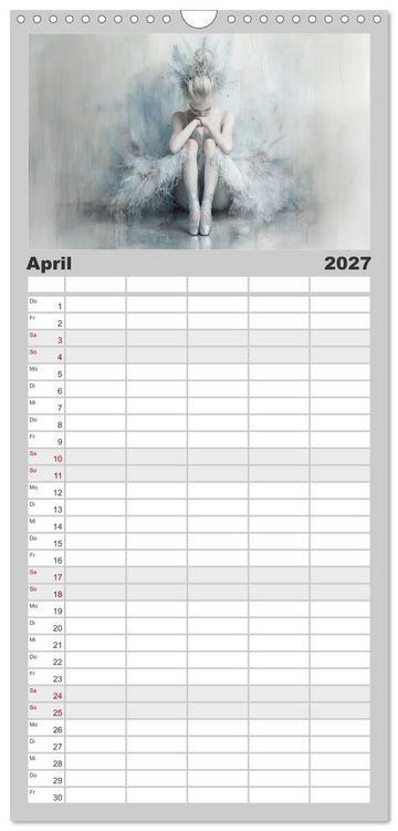 Produktbild: Familienplaner 2027 - Im Pas de Deux mit der Stille mit 5 Spalten (Wandkalender, 21 x 45 cm) CALVENDO