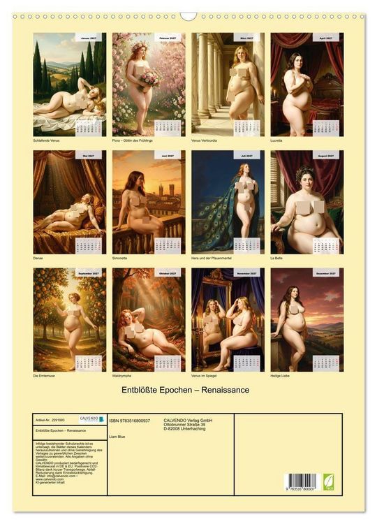 Produktbild: Entbl&ouml;&szlig;te Epochen &ndash; Renaissance (Wandkalender 2027 DIN A2 hoch), CALVENDO Monatskalender