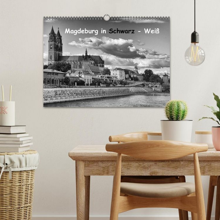 Produktbild: Magdeburg in Schwarz - Wei&szlig; (Wandkalender 2026 DIN A3 quer), CALVENDO Monatskalender
