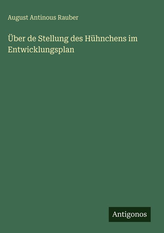 Produktbild: &Uuml;ber de Stellung des H&uuml;hnchens im Entwicklungsplan
