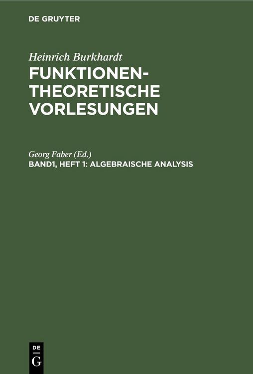 Produktbild: Algebraische Analysis