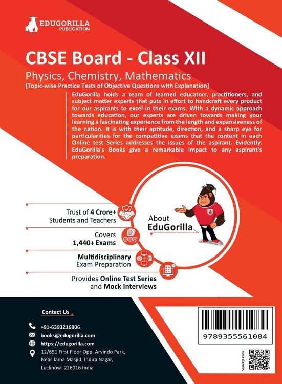 Produktbild: EduGorilla CBSE Board Class XII (Science-PCM) Exam 2023 - 38 Solved MCQ Practice Tests For Physics, Chemistry and Mathematics with Free Access to Onli