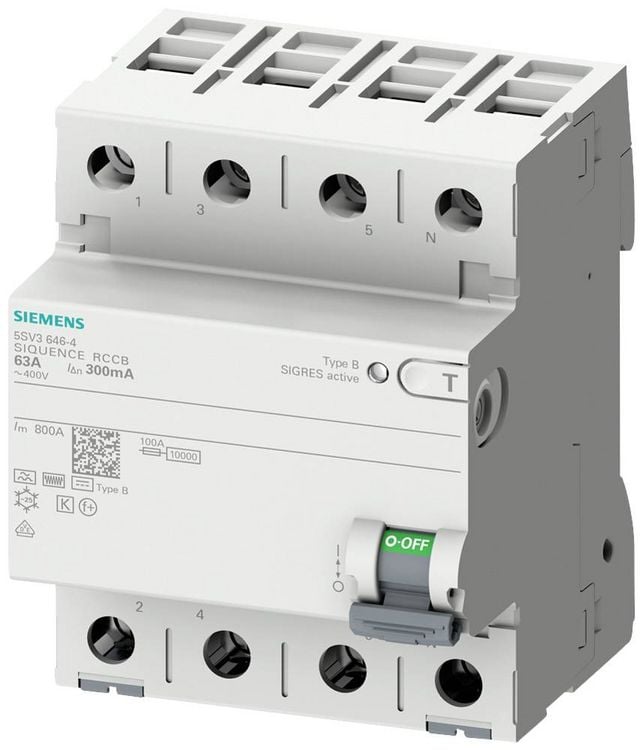 Produktbild: Siemens 5SV33444 5SV3344-4 Fehlerstrom-Schutzschalter B 4polig 40A 0.03A 400V