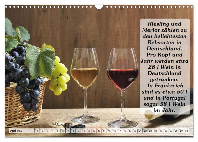 Produktbild: Wissenswertes &uuml;ber Wein (Wandkalender 2027 DIN A3 quer), CALVENDO Monatskalender