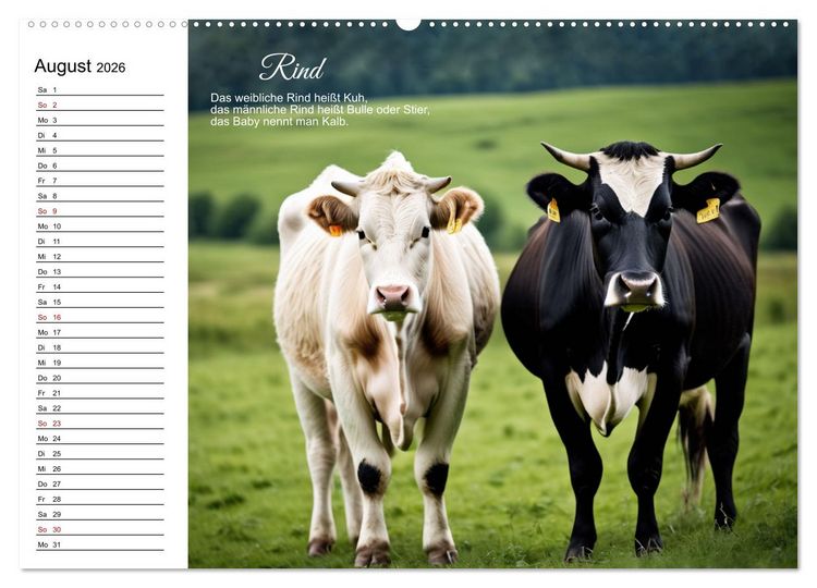 Produktbild: F&uuml;r pfiffige Kids- Haus- und Hoftiere (Wandkalender 2026 DIN A2 quer), CALVENDO Monatskalender