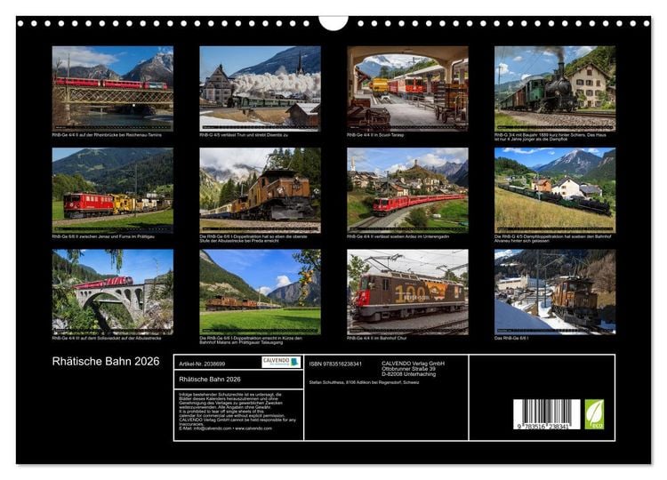 Produktbild: Rh&auml;tische Bahn 2026 (Wandkalender 2026 DIN A3 quer), CALVENDO Monatskalender