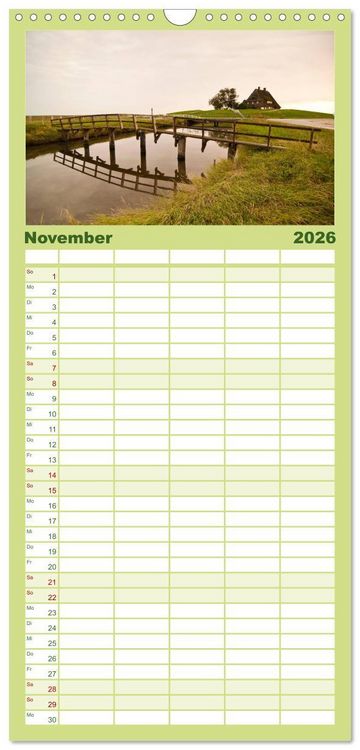 Produktbild: Familienplaner 2026 - Hallig Hooge - zwischen Himmel und Erde mit 5 Spalten (Wandkalender, 21 x 45 cm) CALVENDO