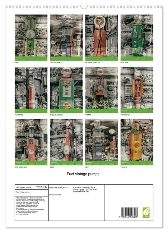 Produktbild: Fuel vintage pumps (High Quality Premium Wall Calendar 2026 DIN A2 portrait),CALVENDO 12 Month Wall Calendar